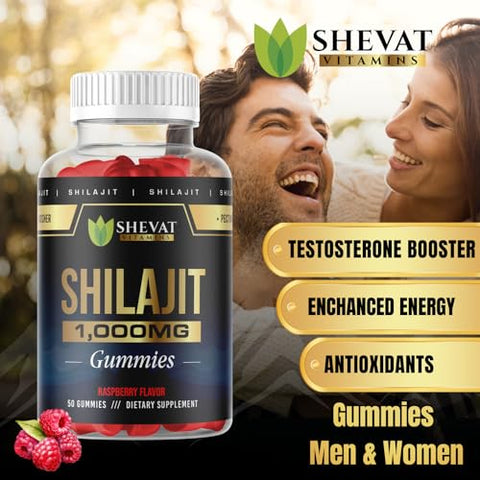 SHEVAT VITAMINS - Shilajit Gummies para Homens – Energia e Vitalidade | 60 gummies