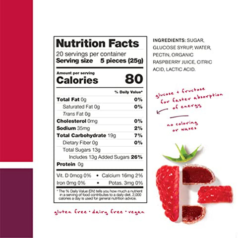 Energy Chews – Gomas Energéticas para Corrida, Ciclismo e Desempenho Esportivo – Alternativa ao Gel Energético – Framboesa (10 Pacotes) – Sem Glúten, Vegano - Skratch Labs