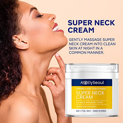 ElySeoul - Creme Anti-Rugas Super Neck Chest – Firmeza Avançada e Levantamento – Cuidados com a Pele Coreana Anti-Envelhecimento com Colágeno Ácido Hialurônico Niacinamida
