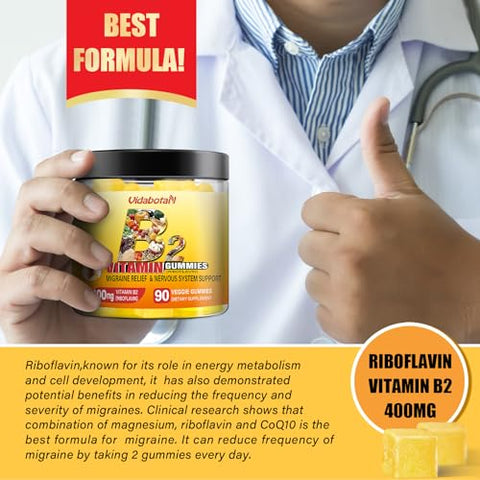 vidabotan - Vitaminas B2 Gummies – Riboflavina 400mg com Magnésio | Marca: Primeiro