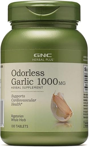 Herbal Plus Alho Super Garlic 1000mg, 100 Comprimidos, Apoia a Saúde Cardiovascular - GNC