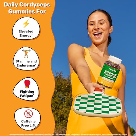 Fungies - Pacote de Gomas de Cogumelo | 180 Porções | Gomas de Cogumelo do Leão para Adultos, Cordyceps | 180 gomas