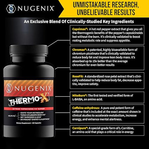 Thermo-X: Queimador de Gordura Termogênico para Homens, Acelerador Metabólico Extremo, 60 Cápsulas - Nugenix