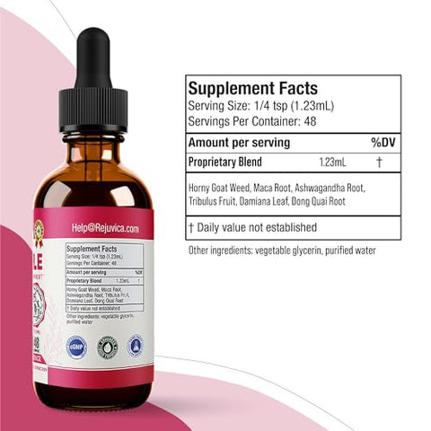 Suplemento Avançado de Suporte à Libido Feminina – Entrega Líquida para Melhor Absorção – Maca, Horny Goat Weed, Damiana – 60ml - Rejuvica Health