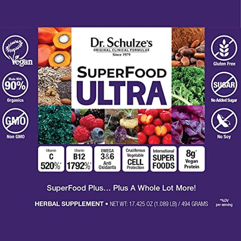 Dr. Schulze's - Dr. Schulze’s SuperFood Ultra | Pó de Super Alimento Orgânico | Complexo de Vitamina B e 520%% Vitamina C | Pode Ajudar a Aumentar a Energia