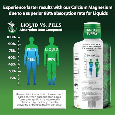 Cálcio Líquido Magnésio para Saúde Óssea – 946 ml, 64 Porções - Tropical Oasis