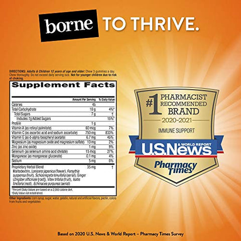 Gomas de Frutas Sortidas com Vitamina C 750mg (por Porção) – 63 Unidades em um Frasco – Suplemento Imunológico Livre de Glúten com Vitaminas C E, Selênio (Pack com 3) - Airborne