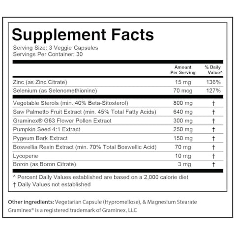 Divine Health - Fórmula Suprema de Saúde Divina para a Próstata – Beta-Sitosterol – Selênio – Saw Palmetto – Zinco – Graminex – Semente de Abóbora – 30 Dias de Fornecimento