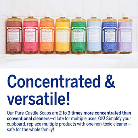 Dr. Bronner's - Dr. Bronner’s – Sabonete Líquido Puro-Castela (Eucalipto, 946 ml, 2-Pack) – Feito com Óleos Orgânicos, 18 Usos: Rosto, Corpo, Cabelo, Lavanderia, Animais de Estimação e Louças, Concentrado, Vegano