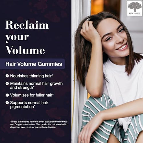Gummies Hair Volume – 2500 mcg Biotin, Vitaminas para Cabelo e Pele - NEW NORDIC