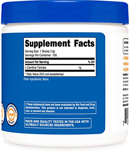 L-Carnitina em Pó (100g) – 1g por Porção; 100 Porções - Nutricost