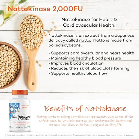 Doctor's BEST - Doctor’s Best Nattokinase – Veggie Caps Vegan, Sem Glúten, Não-OGM, 270 cápsulas vegetais