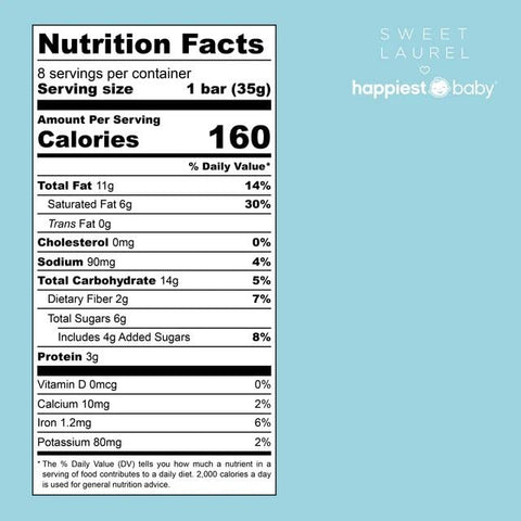 x Sweet Laurel Barra de Amamentação de Mirtilo – Rico em Nutrientes para Pais que Amamentam – Vegano, Não-OGM, Livre de Soja e Glúten - Happiest Baby