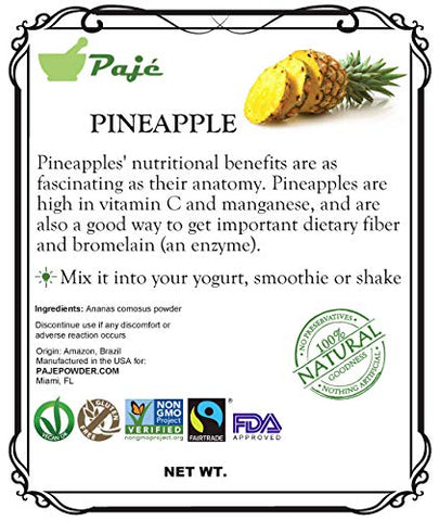 PAJE - Pó de Abacaxi Natural | Extraído no Brasil | Rico em Nutrientes, Vitaminas | Marca: Primeiro