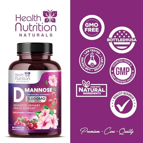 Health Nutrition Naturals - D-Mannose: Pó Natural para Saúde Urinária – 100g