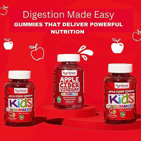 The Feel Great Vitamin Company - Feel Great Vitamin Co. Gomas de Vinagre de Maçã | Multipack para Crianças e Adultos | Suporte Digestivo Antioxidante Natural Absorção de Nutrientes Saudáveis