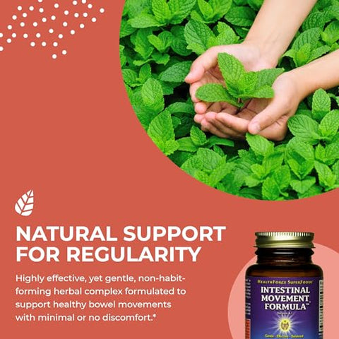 HEALTHFORCE SUPERFOODS - HealthForce SuperFoods Fórmula de Movimento Intestinal – Laxante Natural para Regularidade Intestinal – Suplemento Digestivo 100% Natural para Combater a Prisão de Ventre – Livre de Glúten