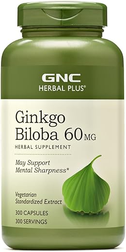 Herbal Plus Ginkgo Biloba 60 MG | Suporte para Mente Ativa | 300 Cápsulas - GNC