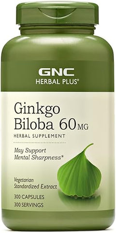 Herbal Plus Ginkgo Biloba 60 MG | Suporte para Mente Ativa | 300 Cápsulas - GNC