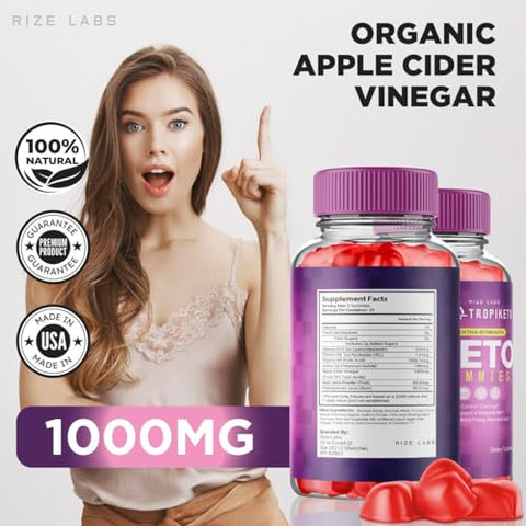 rize labs - Gomas de TropiKeto ACV – Extra Forte para Perda de Peso Avançada (3 Pacotes) | TropiKeto Gomas Keto ACV | Avaliações Tropi Keto Gomas