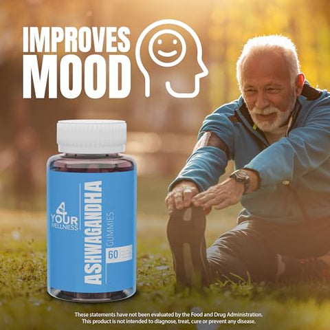 4 Your Wellness - Ashwagandha Gummies Mixed Berry KSM-66, Lion’s Mane, Vitamina-D, Sem-OGM, Sem Glúten, Sem Gelatina – 100g