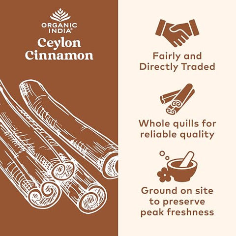 Canela Ceylon Herbal – Vegano, Sem Glúten, Kosher – Certificado Orgânico USDA, Não-OGM – 90 Cápsulas - ORGANIC INDIA