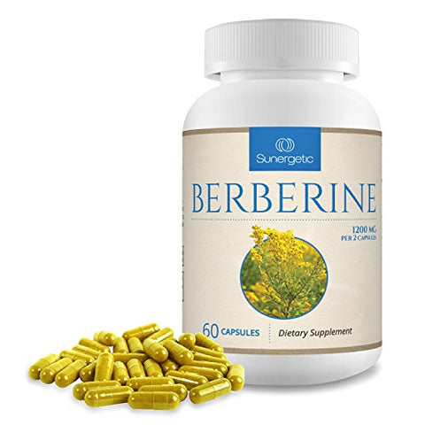 Premium Berberine – 1200mg por Porção – Suplemento de Berberina HCL – Suporte Imunológico – 60 Cápsulas - Sunergetic