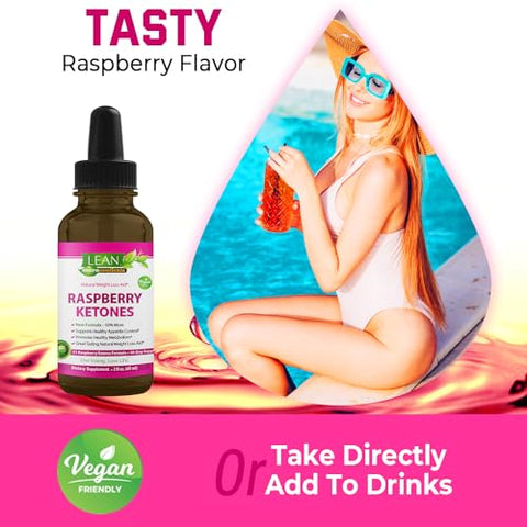 LEAN Nutraceuticals - Perda de Peso Perfect Keto Gotas de Cetona de Framboesa, Supressor de Apetite Queimador de Gordura para Homens e Mulheres, Suplemento Energético para Dieta Acelerador de Metabolismo que Funciona para Barriga, Emagreça Mais Rápido
