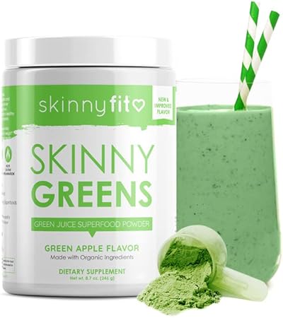 Skinny Greens: Pó Superfood de Suco Verde, Sabor Maçã Verde, Energia Natural – 100g - SkinnyFit
