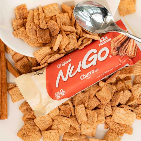Barra de Proteína NuGo, Sabor Churro, 11g de Proteína, Sem Glúten, 15 Unidades