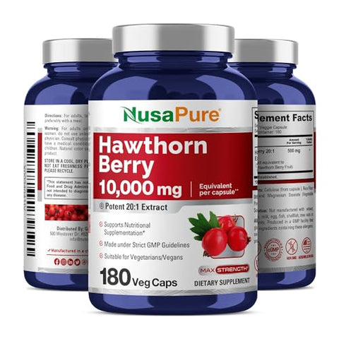 Extrato de Espinheiro Alvar 10.000mg por Cápsula Vegetal, 180 Unidades, 20:1, Vegano, Não-OGM - NusaPure