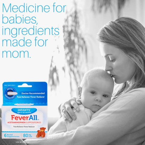 Feverall - FeverAll Supositórios Infantis de Acetaminofeno 6 Supositórios Retais 80mg cada (Pacote com 3)