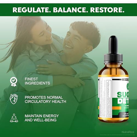 NutraRize - (3 Pacotes) Gotas Detox de Açúcar, Desafio Detox de Açúcar de 21 Dias, Limpeza Líquida Natural para Iniciantes, Fórmula Premium de Sangue Gotas Avaliações (90 Porções)