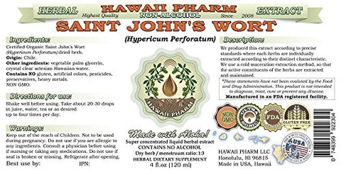 Extrato Líquido de Hipérico Sem Álcool, Hipérico Orgânico (Hypericum Perforatum) em Glicerina de Ervas Secas, Suplemento Herbal Natural, Hawaii Pharm, EUA 60 ml