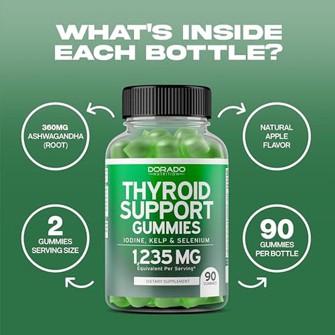 DORADO NUTRITION - Suporte para Tireoide Feminino – Marca em Destaque – Fórmula Natural – 60 cápsulas – 1200 mg