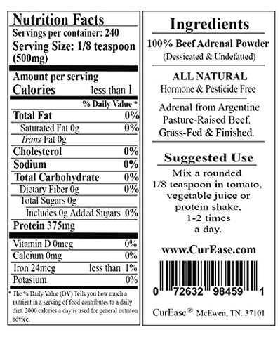 CurEase - Pó de Adrenal de Carne Argentina de Pasto – 100% Natural e Rico em Proteínas (500g)