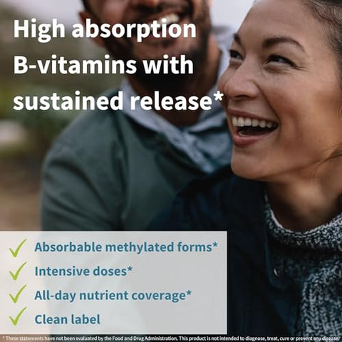 Igennus Healthcare Nutrition - Super B-Complex – Liberação Sustentada Methylated Clean Label B Complex com Methylfolate, B12 Methylcobalamin Reforçado, Vegano, Verificado em Laboratório, 180 Comprimidos Pequenos por Igennus