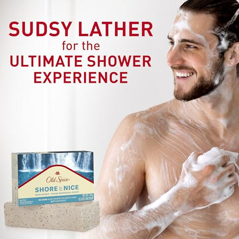Sabonete em Barra Old Spice Premium, Fragrância Blue Agave Fresh Waterfall, 10x Mais Hidratante com Esfoliantes Suaves, 150g