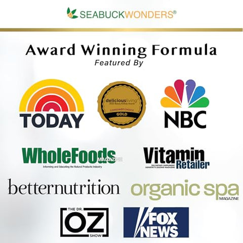 SEABUCKWONDERS - Óleo de Espinheiro Marítimo Completo Omega-7, 180 Cápsulas Softgel (500mg Cada) – Marca Omega-7
