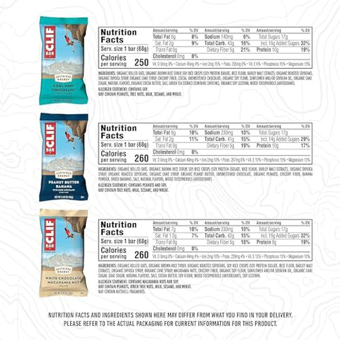 Grisa Box - Clif Bars – Barras Energéticas – Pack Variado – Feitas com Aveia Orgânica – 9-11g Proteína – Não-OGM – Baseado em Plantas – 2.4 oz (32 Unidades) GrisaBox