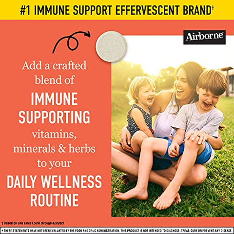 750mg Vitamina C com Zinco, Efervescente, Suplemento de Suporte Imunológico com Poderosos Antioxidantes Vitaminas A C D3 - Airborne
