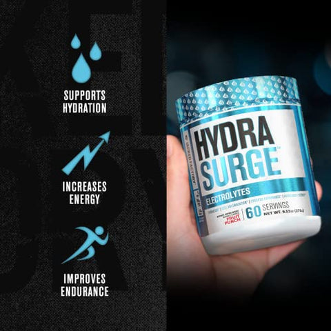 Jacked Factory - HYDRASURGE Pó de Eletrólitos – Suplemento de Hidratação com Minerais Essenciais, Sal do Himalaia, Água de Coco, Mais – Amigo da Dieta Keto, Sem Açúcar