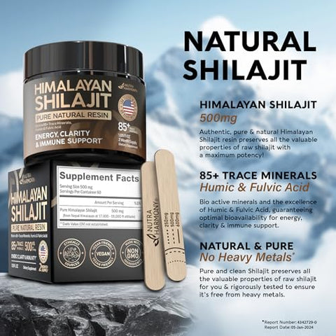 NUTRAHARMONY - Shilajit Puro do Himalaia | Testado em Laboratório nos EUA | Shilajit Natural para Homens | Marca Shilajit Pure antes do texto