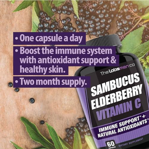 THELABSMENCO - Suplemento de Suporte Imunológico para Mudança de Estação com Sabugueiro, Vitamina C e Zinco – Marca em Destaque