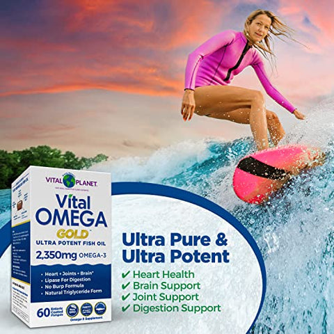 Ômega 3 Ultra Potente de Peixe Selvagem com 2350mg de Ácido Graxo Ômega 3 de Alta Potência EPA e DHA para Apoiar o Cérebro e o Coração – 2350mg Ômega 3 EPA e DHA - Vital Planet
