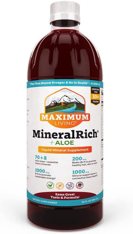 Maximum Living - MineralRich – Suplemento Mineral com Aloe Vera – Mistura Líquida de Vitaminas e Minerais Traços – 946 ml