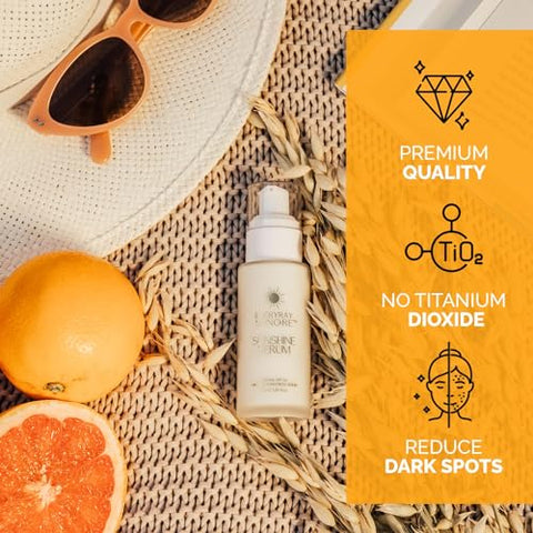 EveryRay Suncare - Sunshine Serum – Serum Mineral Enriquecido com Protetor Solar – 50 ml – FPS 50 com squalane hidratante e Vitamina C – Para Todos os Tipos de Pele e Tons de Pele