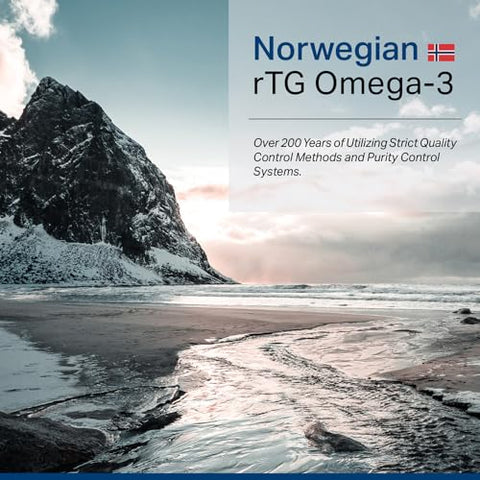 Anew Vita - Óleo de Peixe Norwegian rTG Omega 3 para o Cérebro – 100% puro e concentrado – 120 cápsulas – Alta qualidade – Saúde cerebral – EPA e DHA – 1000mg – Ômega 3 de origem natural – Importado