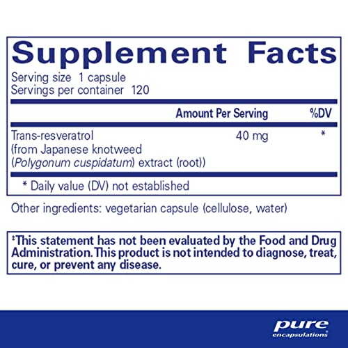 Resveratrol – Saúde Cardiovascular e Celular | 60 cápsulas | 500mg | Antioxidante Potente - Pure Encapsulations
