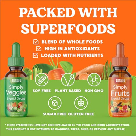 Simply Nature's Promise - Promessa da Natureza Simples – Suplementos de Frutas e Vegetais – Gotas Líquidas – Feito com Superfoods de Alimentos Integrais, Embalado com Vitaminas – Marca Simply Nature’s Promise